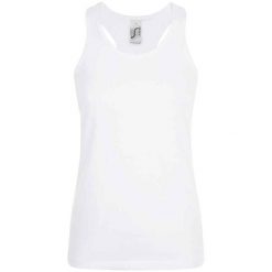 Tank Top Dla Pań I Panów Justin. Białe topy SOL'S, s, bez wzorów, bez kołnierzyka, bez ramiączek. Za 32.99 zł.