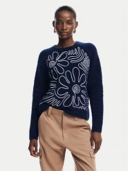 Desigual Sweter Cambridge 24WWJF68 Granatowy Regular Fit. Niebieskie swetry Desigual, m, bez wzorów, z syntetyku, bez ramiączek. Za 229.99 zł.