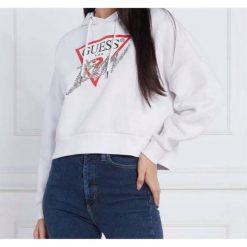 Damska Bluza Guess Icon Hoody Biała, Rozmiar S. Białe bluzy bez kaptura Guess, s, z aplikacjami, bez kaptura. Za 371.99 zł.