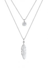 Elli Damskie pióra Boho z kryształami, srebro próby 925 Sterling Silver Naszyjniki 1 ct. Szare naszyjniki Elli, z materiału, srebrne. Za 378.99 zł.