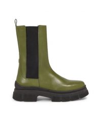 Tommy Hilfiger Sztyblety Essential Leather Chelsea Boot FW0FW07490 Zielony. Zielone botki Tommy Hilfiger, bez wzorów, ze skóry, bez obcasa, na płaskiej podeszwie, bez zapięcia. Za 369.99 zł.