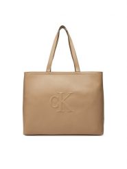 Calvin Klein Jeans Torebka Sculpted Slim Tote34 LV04K3070G Beżowy. Brązowe shopper bag Calvin Klein Jeans, bez wzorów, z jeansu, bez dodatków. Za 319.99 zł.