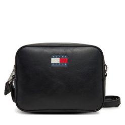 Torebka Tommy Jeans. Czarne listonoszki Tommy Jeans, bez wzorów, z jeansu, bez dodatków. Za 149.99 zł.
