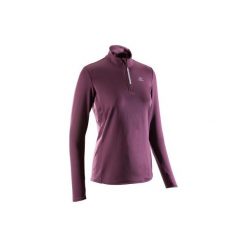 Bluza do biegania RUN WARM damska. Fioletowe bluzy KALENJI, bez wzorów, z elastanu, bez ramiączek, bez kaptura. Za 39.99 zł.