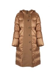 Pinko Płaszcz "Jstreet" | 1G16CH Y762 | Kobieta | Beżowy, Złoty. Brązowe płaszcze Pinko, bez wzorów, z poliamidu, eleganckie, z kapturem. W wyprzedaży za 999.00 zł.