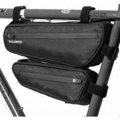 Sakwa rowerowa pod ramę 2w1 Rockbros trójkątna. Czarne torebki klasyczne ROCKBROS, bez wzorów, sportowe, bez dodatków. Za 149.00 zł.