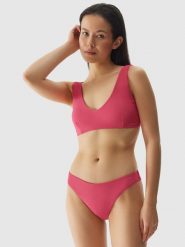 4F Góra od bikini damska - różowa L. Czerwone bikini 4f, bez wzorów, z elastanu, wakacyjne. W wyprzedaży za 29.99 zł.
