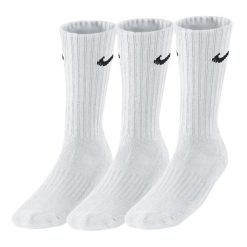 Bawełniane Skarpetki Unisex Dla Dorosłych (zestaw 3 Sztuk). Białe skarpetki Nike, bez wzorów, z bawełny. Za 86.99 zł.