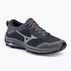 Buty do biegania damskie Mizuno Wave Rider GTX. Szare buty do biegania Mizuno, bez wzorów, z gore-texu, bez zapięcia, do biegania, mizuno wave, gore-tex. Za 359.99 zł.