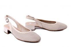 RIEKER 43458-60 beige, czółenka damskie. Brązowe czółenka Rieker, na lato, bez wzorów, bez obcasa, bez zapięcia. Za 329.90 zł.