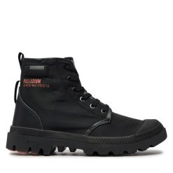 Trapery Palladium. Czarne traperki Palladium, bez wzorów, bez obcasa, bez zapięcia. Za 469.99 zł.