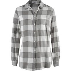 Koszula flanelowa bonprix szary w kratę. Koszule marki bonprix. Za 44.99 zł.