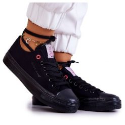 Klasyczne Trampki Cross Jeans JJ2R4019C Czarne. Czarne trampki bez wzorów, z gumy, klasyczne, bez zapięcia. Za 191.73 zł.