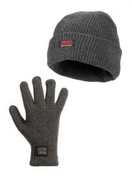 Zestaw zimowy dla kobiet - czapka + rękawiczki -. Szare czapki zimowe HEAT KEEPER, bez wzorów, z dzianiny. Za 121.48 zł.