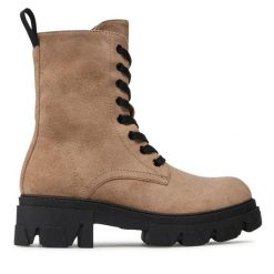 Trapery DeeZee. Brązowe traperki DeeZee, bez wzorów, bez obcasa, bez zapięcia. Za 119.99 zł.