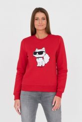 KARL LAGERFELD Czerwona bluza Ikonik 2.0. Czerwone bluzy KARL LAGERFELD, xs, bez wzorów, bez kaptura. W wyprzedaży za 599.99 zł.