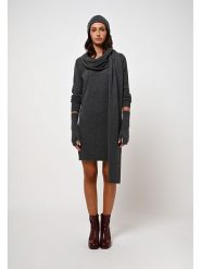 AUTHENTIC CASHMERE Kaszmirowa sukienka "Armet" w kolorze antracytowym rozmiar: S. Czarne sukienki AUTHENTIC CASHMERE, s, bez wzorów, z kaszmiru, bez kołnierzyka, bez ramiączek, mini. Za 312.58 zł.