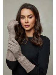 Soft Cashmere Rękawiczki w kolorze beżowym rozmiar: onesize. Brązowe rękawiczki Soft Cashmere, bez wzorów, prążkowane. Za 86.99 zł.