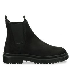 Sztyblety Gant. Czarne botki Gant, bez wzorów, bez obcasa, na płaskiej podeszwie, bez zapięcia. Za 419.99 zł.