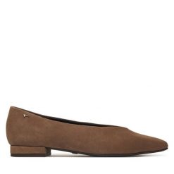 Baleriny Tamaris. Brązowe baleriny Tamaris, bez wzorów, bez obcasa, bez zapięcia. Za 324.99 zł.