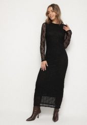 Czarna Dopasowana Sukienka Koronkowa z Długim Rękawem Zenika. Czarne sukienki Born2be, na imprezę, l, bez wzorów, z futra, eleganckie, bez kołnierzyka, bez ramiączek, maxi, dopasowane. Za 139.99 zł.