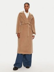 Weekend Max Mara Płaszcz wełniany Tempera 2425016102 Beżowy Regular Fit. Brązowe płaszcze Weekend Max Mara, na zimę, bez wzorów, z wełny, bez kaptura. Za 2,199.00 zł.