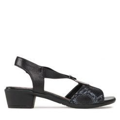 Sandały Go Soft. Czarne sandały GO SOFT, bez wzorów, bez obcasa, na słupku, bez zapięcia. Za 179.99 zł.