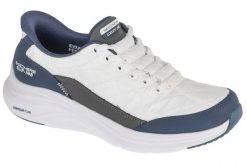 Buty sportowe Sneakersy damskie, Slip-ins: Contour Foam - Cozy Fit. Białe buty treningowe Skechers, bez wzorów, z materiału, przed kostkę, bez zapięcia, trekkingowe. Za 399.99 zł.