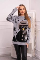 Sweter świąteczny z bałwanem szary. Szare swetry KESI, l, bez wzorów, z wełny, wizytowe, plus size, bez ramiączek. Za 125.45 zł.