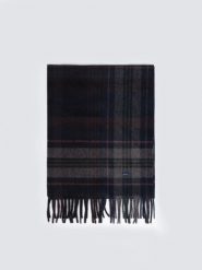 Szal w kratę granatowy Remi 403. Niebieskie szaliki i kominy BIG STAR, bez wzorów, z dzianiny, eleganckie. Za 139.99 zł.