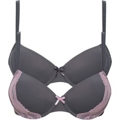 Biustonosz usztywniany (2 szt.) bonprix ciemnoszaro-jasnoróżowy + ciemnoszary. Biustonosze marki bonprix. Za 75.98 zł.