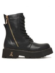 Patrizia Pepe Trzewiki PPJ961.31 Czarny. Czarne botki Patrizia Pepe, bez wzorów, ze skóry, bez obcasa, na płaskiej podeszwie, bez zapięcia. Za 659.99 zł.