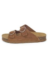 BABUNKERS Family Skórzane klapki w kolorze brązowym rozmiar: 37. Brązowe klapki BABUNKERS Family, bez wzorów, klasyczne, z otwartym noskiem, bez obcasa, bez zapięcia. Za 173.99 zł.