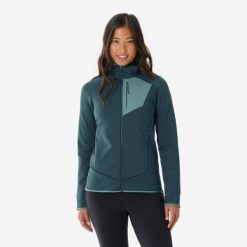 Polar turystyczny damski Quechua MH500 zamek. Niebieskie bluzy z polaru QUECHUA, m, bez wzorów, z elastanu, trekkingowe. Za 199.99 zł.