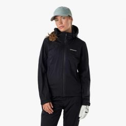Kurtka przeciwdeszczowa golf damska Swedemount On Course Jacket II wodoodporna. Czarne kurtki SWEDEMOUNT, bez wzorów, z tkaniny, bez kaptura, na golfa. Za 449.99 zł.
