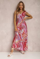 Bordowa Sukienka Dianano. Czerwone sukienki Renee, l, z aplikacjami, boho, bez kołnierzyka, bez ramiączek, maxi, kopertowe. W wyprzedaży za 63.99 zł.