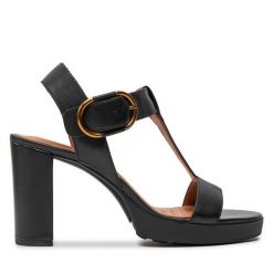 Sandały Geox. Czarne sandały Geox, bez wzorów, bez obcasa, na słupku, bez zapięcia. Za 439.99 zł.