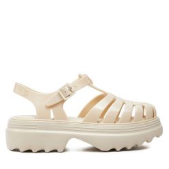 Sandały Melissa. Brązowe sandały Melissa, bez wzorów, bez obcasa, na płaskiej podeszwie, bez zapięcia. Za 269.99 zł.