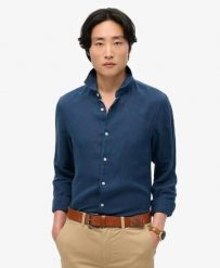 Superdry Koszula lniana Vacation z długim rękawem – NAVY. Niebieskie koszule Superdry, xl, bez wzorów, ze lnu, klasyczne, bez kołnierzyka, bez ramiączek. Za 317.00 zł.