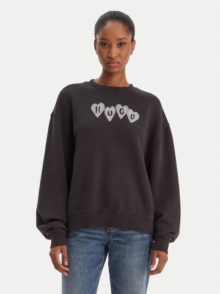 HUGO Bluza Deroxina 50555824 Czarny Regular Fit. Czarne bluzy Hugo, s, bez wzorów, z bawełny, bez ramiączek, bez kaptura. Za 599.99 zł.