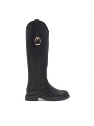 Jenny Fairy Kozaki DONNA HY13263-10 Czarny. Czarne kozaki Jenny Fairy, bez wzorów, z syntetyku, bez obcasa, na płaskiej podeszwie, bez zapięcia. Za 199.99 zł.