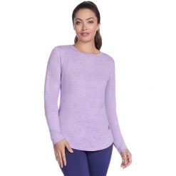 Bluzka Skechers GO DRI Swift Long Sleeve Tunic Crew, Kobiety. Fioletowe bluzki Skechers, bez wzorów, z poliesteru, bez kołnierzyka, bez ramiączek. Za 290.00 zł.