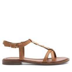 Sandały Lasocki. Brązowe sandały Lasocki, bez wzorów, bez obcasa, na płaskiej podeszwie, bez zapięcia. Za 159.99 zł.