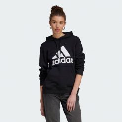 Bluza z kapturem Essentials Big Logo Regular Fleece. Białe bluzy adidas, m, bez wzorów, sportowe, bez ramiączek, z kapturem. Za 222.00 zł.