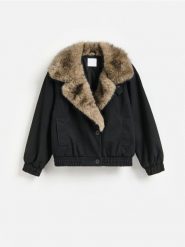 Kurtka oversize - czarny. Czarne kurtki Reserved, l, bez wzorów, z tkaniny, bez kaptura. Za 299.99 zł.
