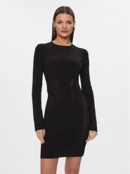 Patrizia Pepe Sukienka dzianinowa 8A1295/K7I5-K103 Czarny Slim Fit. Czarne sukienki Patrizia Pepe, bez wzorów, z dzianiny, bez kołnierzyka, bez ramiączek. Za 1,809.00 zł.