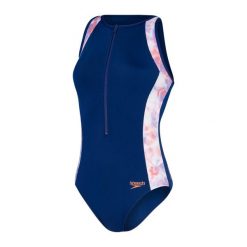 Strój kąpielowy damski Speedo Panel Hydrasuit. Fioletowe stroje jednoczęściowe Speedo, bez wzorów, z lycry, sportowe. Za 280.00 zł.