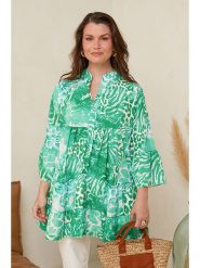 Curvy Lady Tunika w kolorze zielono-białym rozmiar: 44/46. Zielone tuniki Curvy Lady, bez wzorów, z wiskozy, klasyczne, bez kołnierzyka, bez ramiączek. Za 92.42 zł.