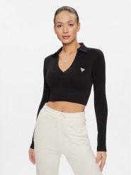 Guess Bluzka V4RP02 Z3CC0 Czarny Regular Fit. Czarne bluzki Guess, l, z aplikacjami, z syntetyku, bez kołnierzyka, bez ramiączek. Za 139.99 zł.
