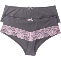 Figi "panty" (2 pary) bonprix ciemnoszaro-jasnoróżowy + ciemnoszary. Figi marki bonprix. Za 39.98 zł.